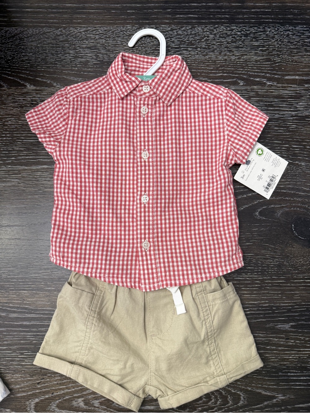 Red Gingham Short-Sleeve Button-Up Shirt for Kids